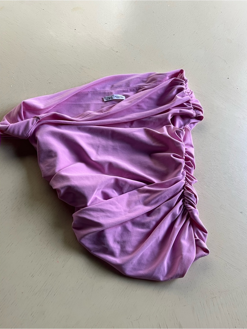 Zara Lilac Pink Ruched Asymmetrical Women’s Skirt